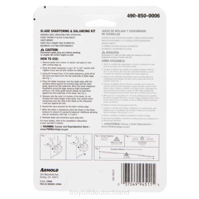 Service & Teil| ZRTR196 Rasenmäher-Messerschärfer und Balancer-Set Troy-Bilt